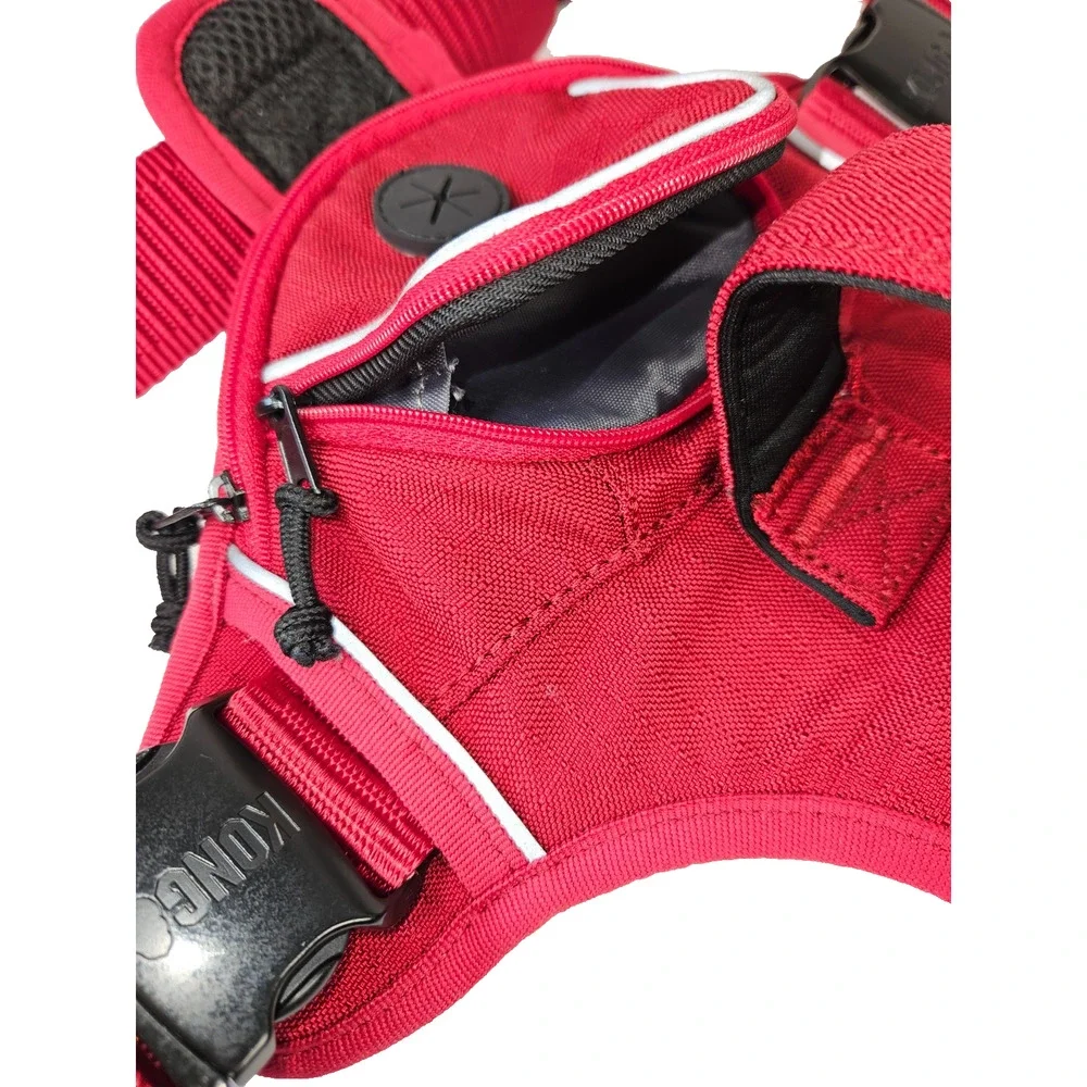 KONG XL Dog Harness Red Reflective Piping Padded Waste Bag Holder